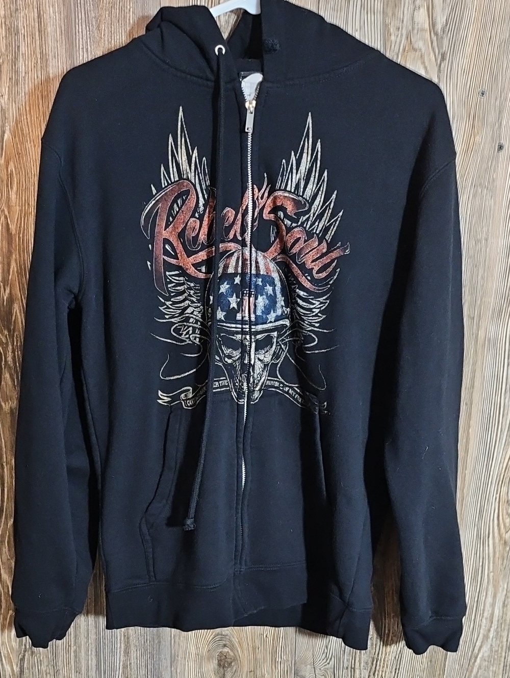 Harley-Davidson Black Zip-Up Hoodie with Winged Skull Graphic